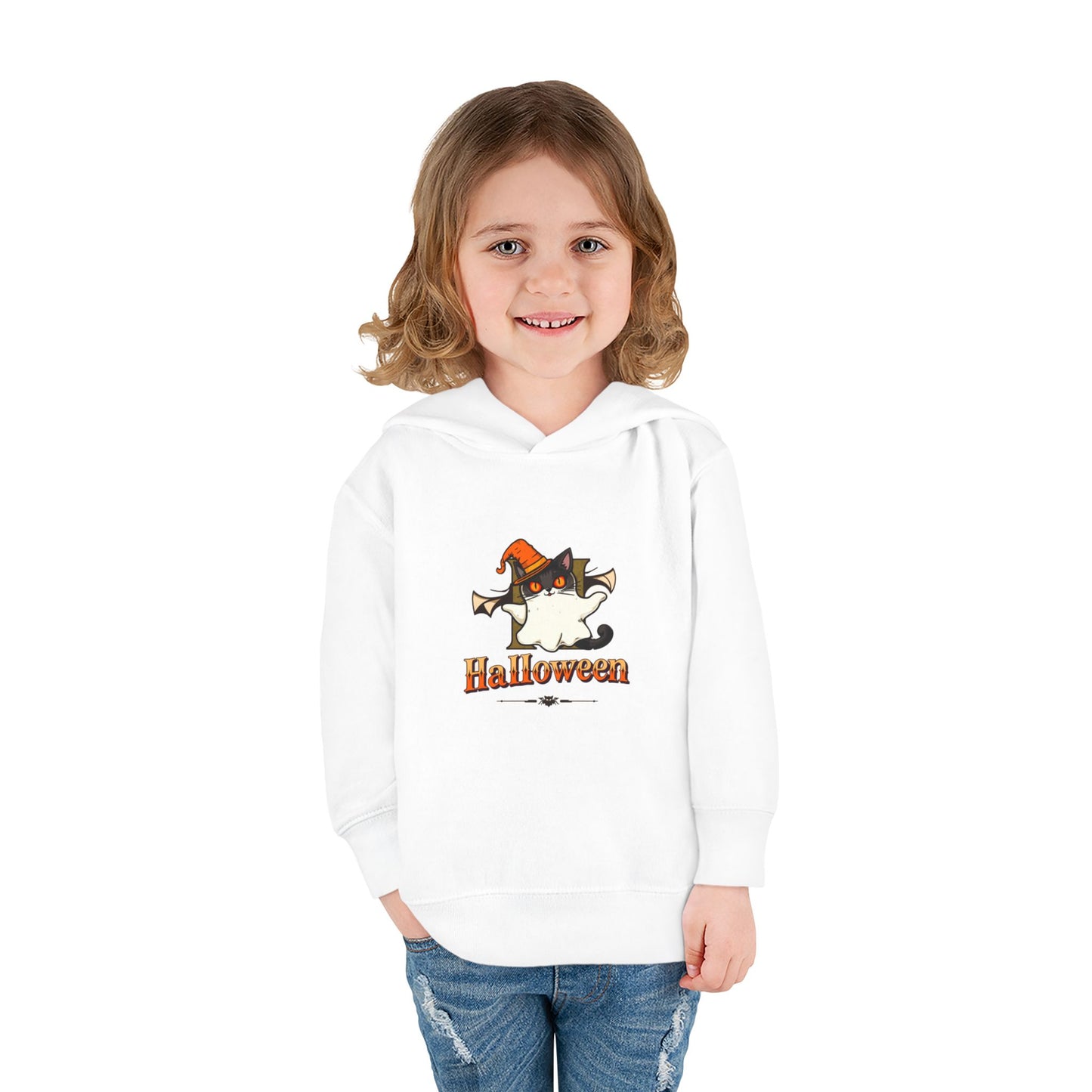 Hanorac din bumbac cu gluga pentru copii mici de Halloween, pulover drăguț pentru copii, ținută confortabilă de toamnă, cadou de Halloween pentru copii de la 2 la 6 ani