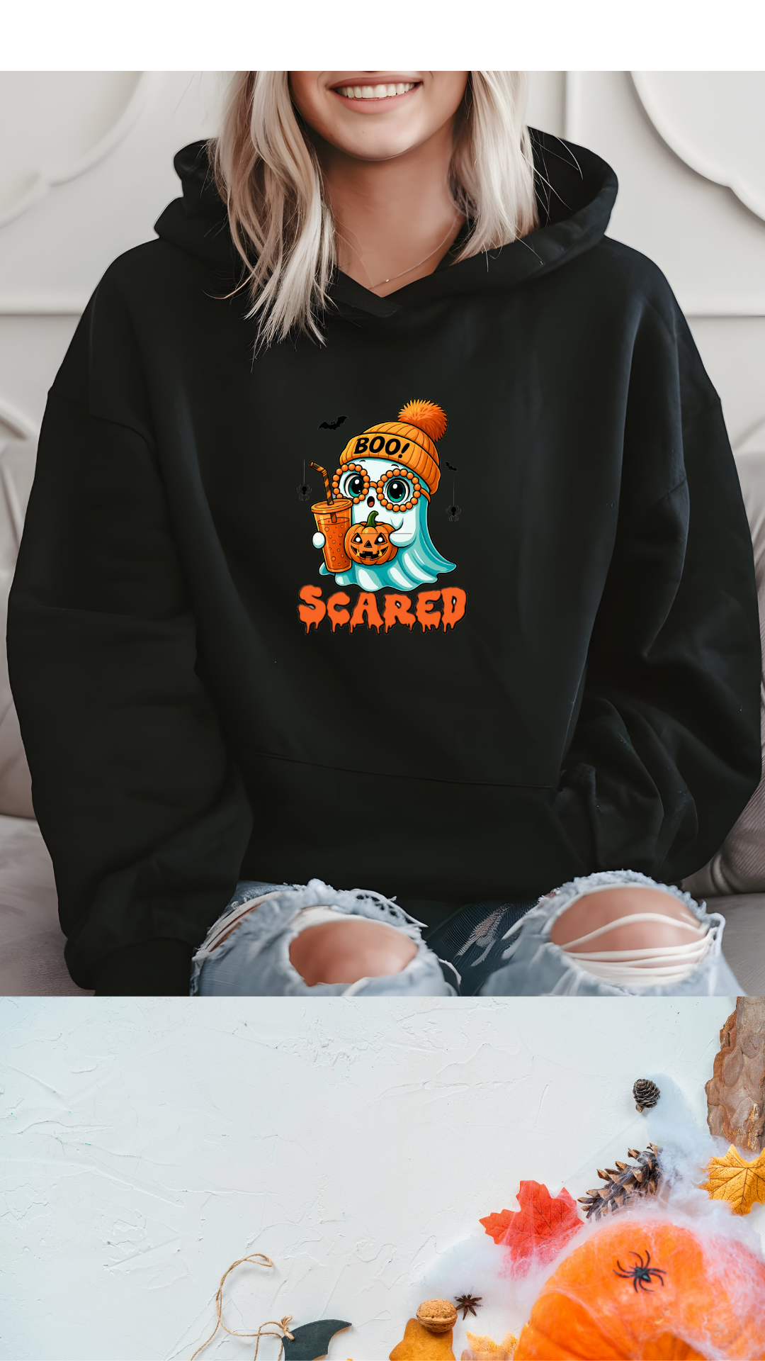 Hanorac Unisex din bumbac premium /Boo Ghost Scared / Stella Stanley/ Cruiser 2.0